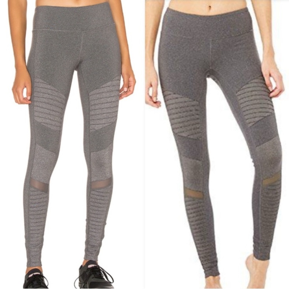 ALO Gray Moto Leggings